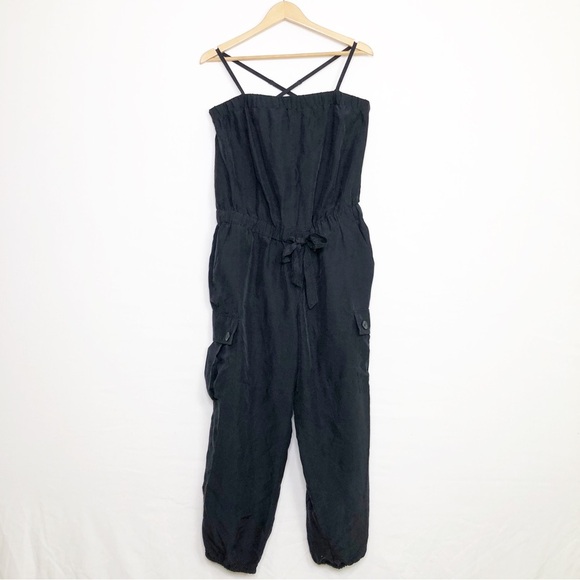 Club Monaco black silk cargo jogger jumpsuit - Picture 5 of 11